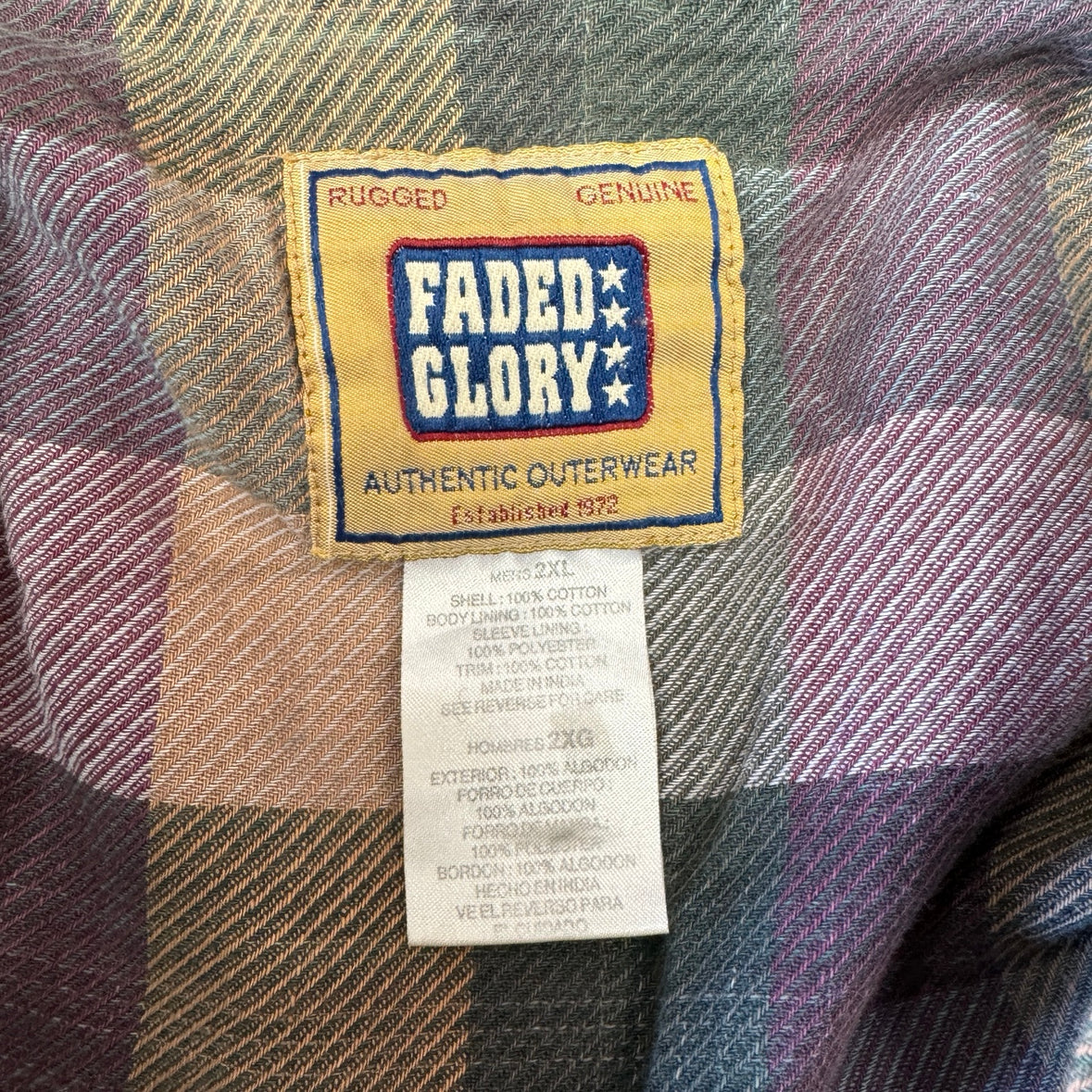 FADED GLORY カバーオール 襟切替コーデュロイ 裏地付き XXLサイズ インド製 古着