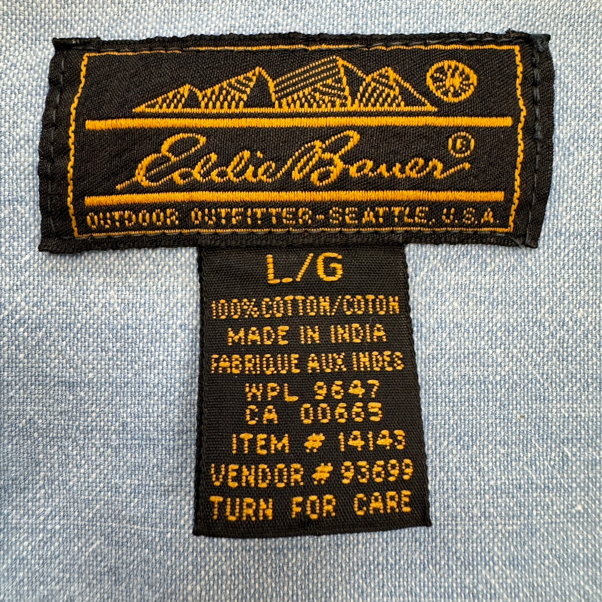 90s Eddie Bauer エディバウアー 黒タグ 長袖シャツ ボタンダウンシャツ ダブルポケット Lサイズ