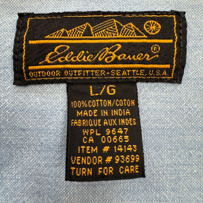 90s Eddie Bauer エディバウアー 黒タグ 長袖シャツ ボタンダウンシャツ ダブルポケット Lサイズ