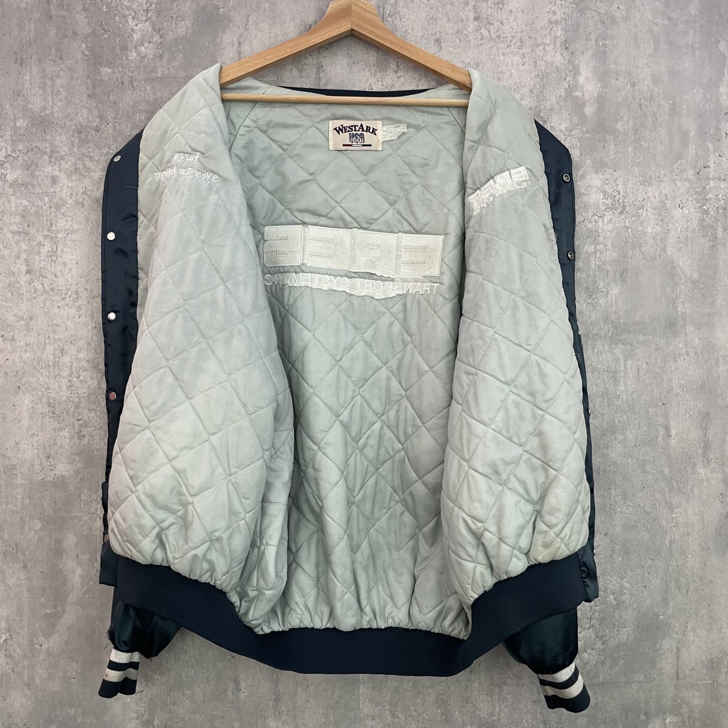 80s 90s vintage 古着　ビンテージ　WestArk  ウェストアーク　スタジャン　アメカジ　刺繍　ネイビー