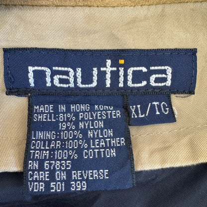 90年 nautica ノーティカ ハンティングジャケット レザーネック 香港製 サイズXL 古着