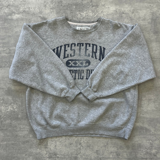 90s vintage 古着 GEAR カレッジスウェット BIGCOTTONトレーナー Vガゼット WESTERN XXLサイズ