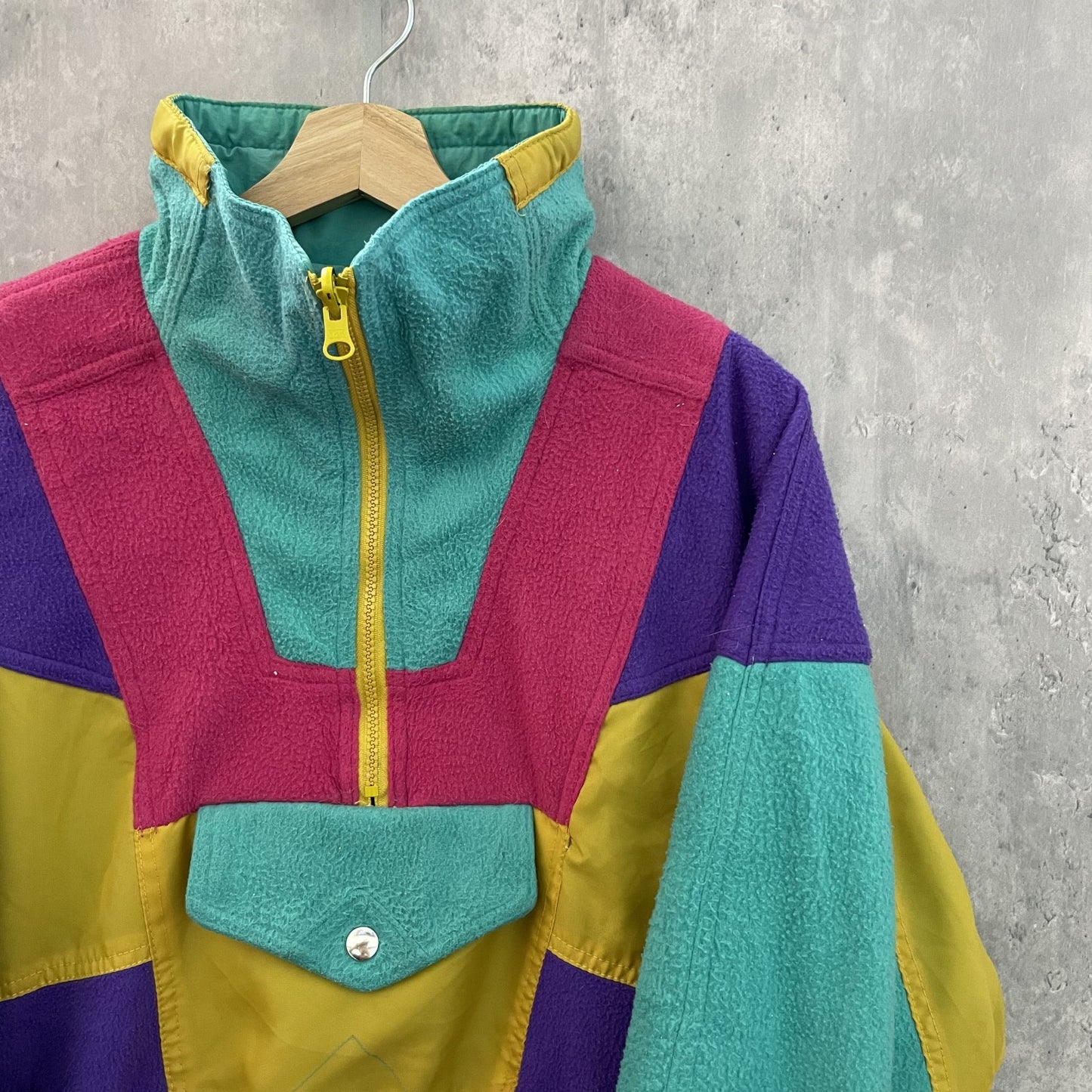 90s 80s vintage 古着　ビンテージ　ナイロン　マルチカラー　フリースジャケット　アノラック　多彩　ハーフジップ　