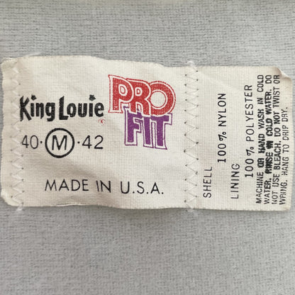 80s vintage 古着　ビンテージ　スタジャン　King Louie キングルイ　USA製　刺繍ロゴ　シルバー　ナイロン　アメカジ　アメリカ製