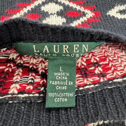 LAUREN RALPH LAUREN ラルフローレン ロングニット ネイティブ柄 スリット Lサイズ 古着