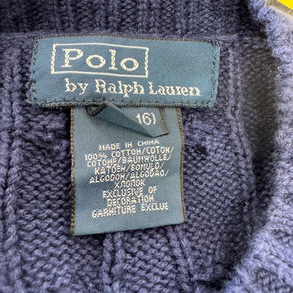 POLO by RALPH LAUREN ラルフローレン ケーブルニット ベスト 赤ポニー刺繍 Lサイズ