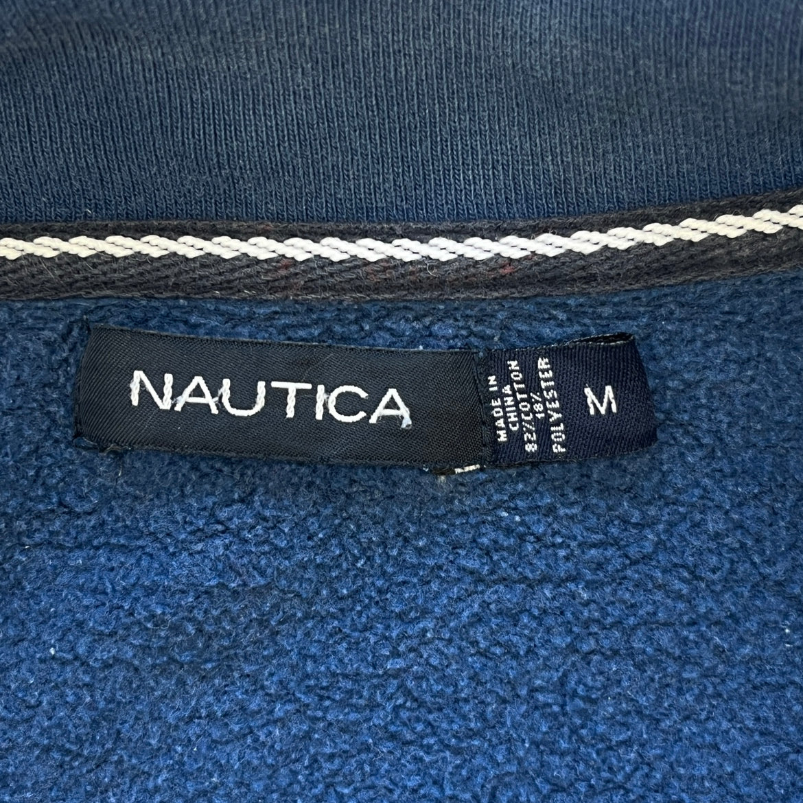 NAUTICA ノーティカ ハーフジップ スウェット ワンポイント刺繍 Mサイズ 青 古着