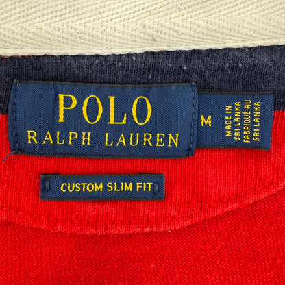 POLO RALPH LAUREN ラガーシャツ ポニーボーダー ワンポイント刺繍 長袖 スリランカ製 Mサイズ