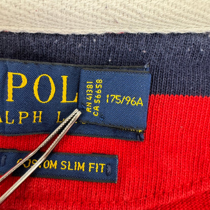 POLO RALPH LAUREN ラガーシャツ ポニーボーダー ワンポイント刺繍 長袖 スリランカ製 Mサイズ