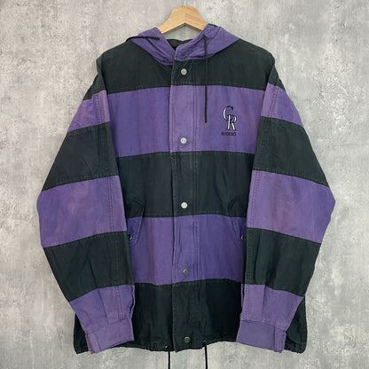 90s vintage 古着　ビンテージ　ロッキーズ　MLB ナショナルリーグ　ROCKIES フルジップジャケット　ツートンカラー　胸ロゴ　ベースボール