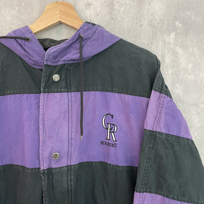 90s vintage 古着　ビンテージ　ロッキーズ　MLB ナショナルリーグ　ROCKIES フルジップジャケット　ツートンカラー　胸ロゴ　ベースボール