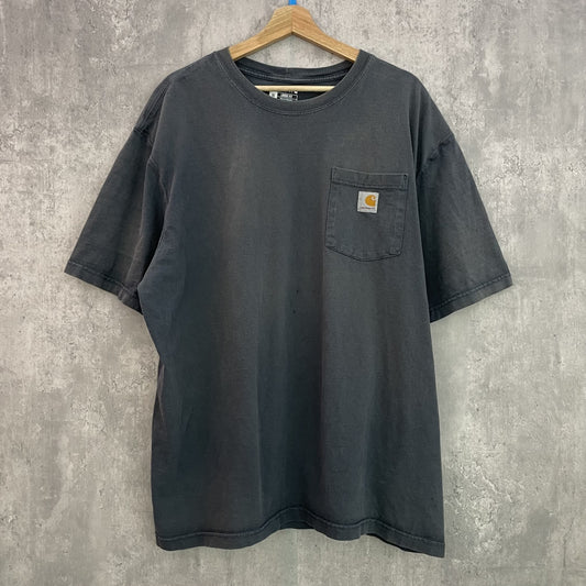 00s vintage 古着　ビンテージ　カーハート　Carhartt Tシャツ　ワンポイントロゴポケット　ストリート　スケーター　グレー