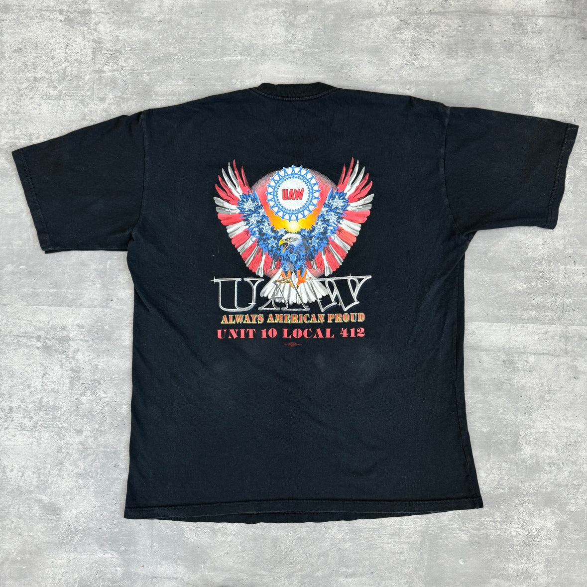 UNIT10 Tシャツ ポケT クルーネック バックプリント 鷲 アメリカ製 サイズXL 古着