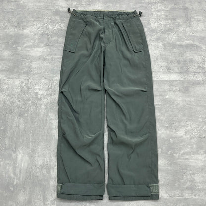 90s DIESEL ディーゼル ナイロンパンツ ドローコード カーキ グリーン M vintage 古着