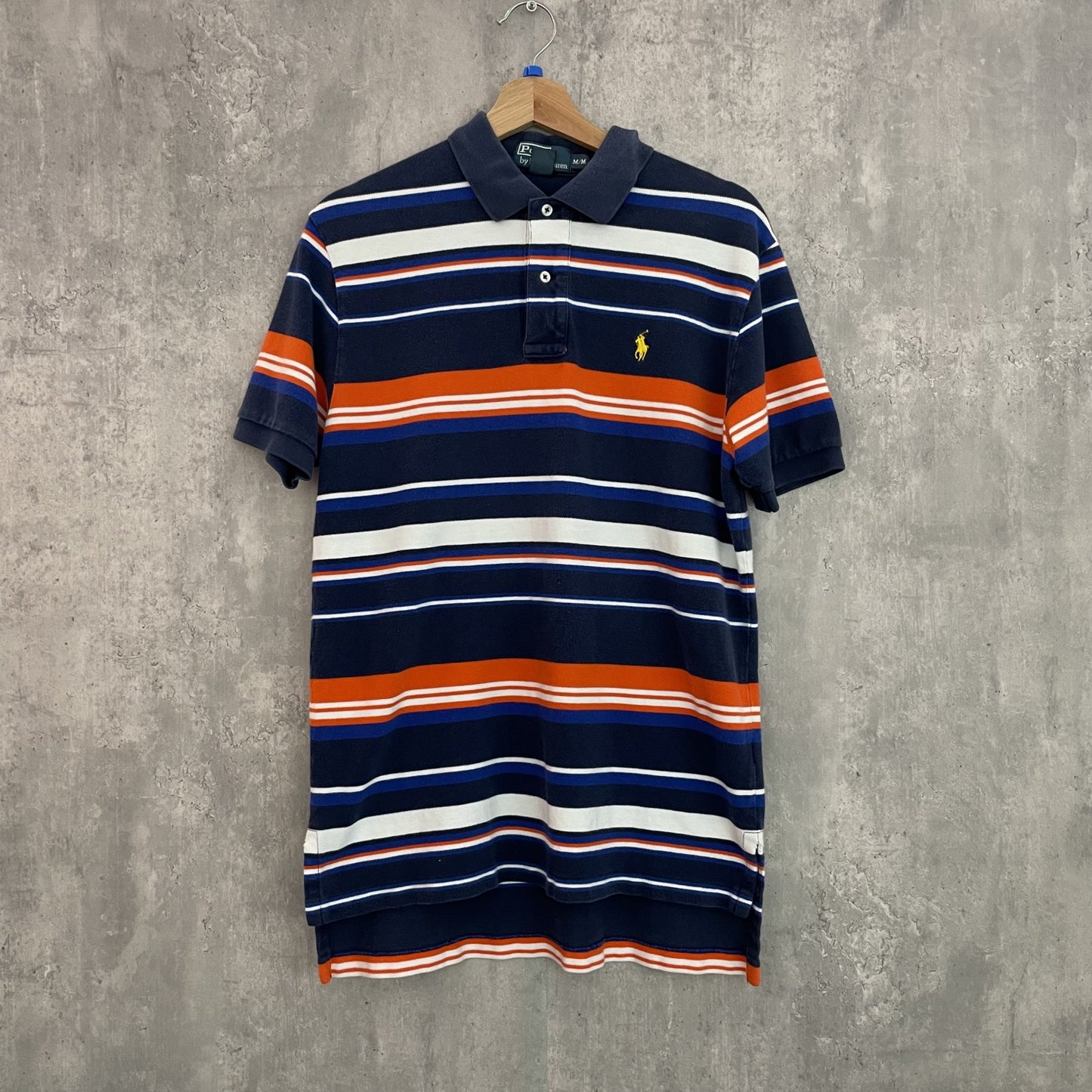 90s vintage 古着　ビンテージ　ラルフローレン　RalphLauren 刺繍ロゴ　ボーダー　ポロシャツ　紳士　カジュアル　メンズ