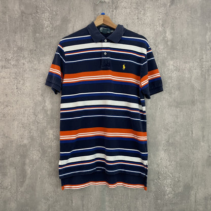 90s vintage 古着　ビンテージ　ラルフローレン　RalphLauren 刺繍ロゴ　ボーダー　ポロシャツ　紳士　カジュアル　メンズ