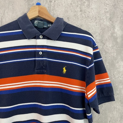 90s vintage 古着　ビンテージ　ラルフローレン　RalphLauren 刺繍ロゴ　ボーダー　ポロシャツ　紳士　カジュアル　メンズ