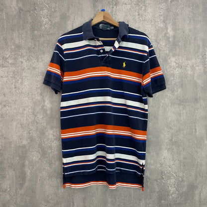 90s vintage 古着　ビンテージ　ラルフローレン　RalphLauren 刺繍ロゴ　ボーダー　ポロシャツ　紳士　カジュアル　メンズ