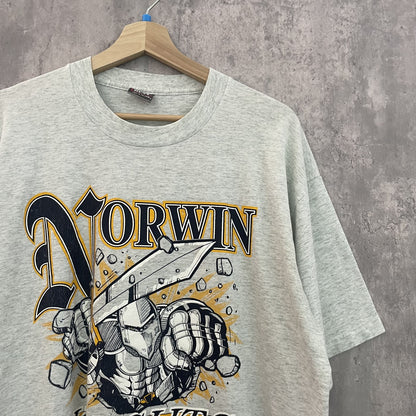 90s vintage 古着　ビンテージ　フルーツオブザルーム　Tシャツ　フロントプリント　両シングル　ストリート　グレー