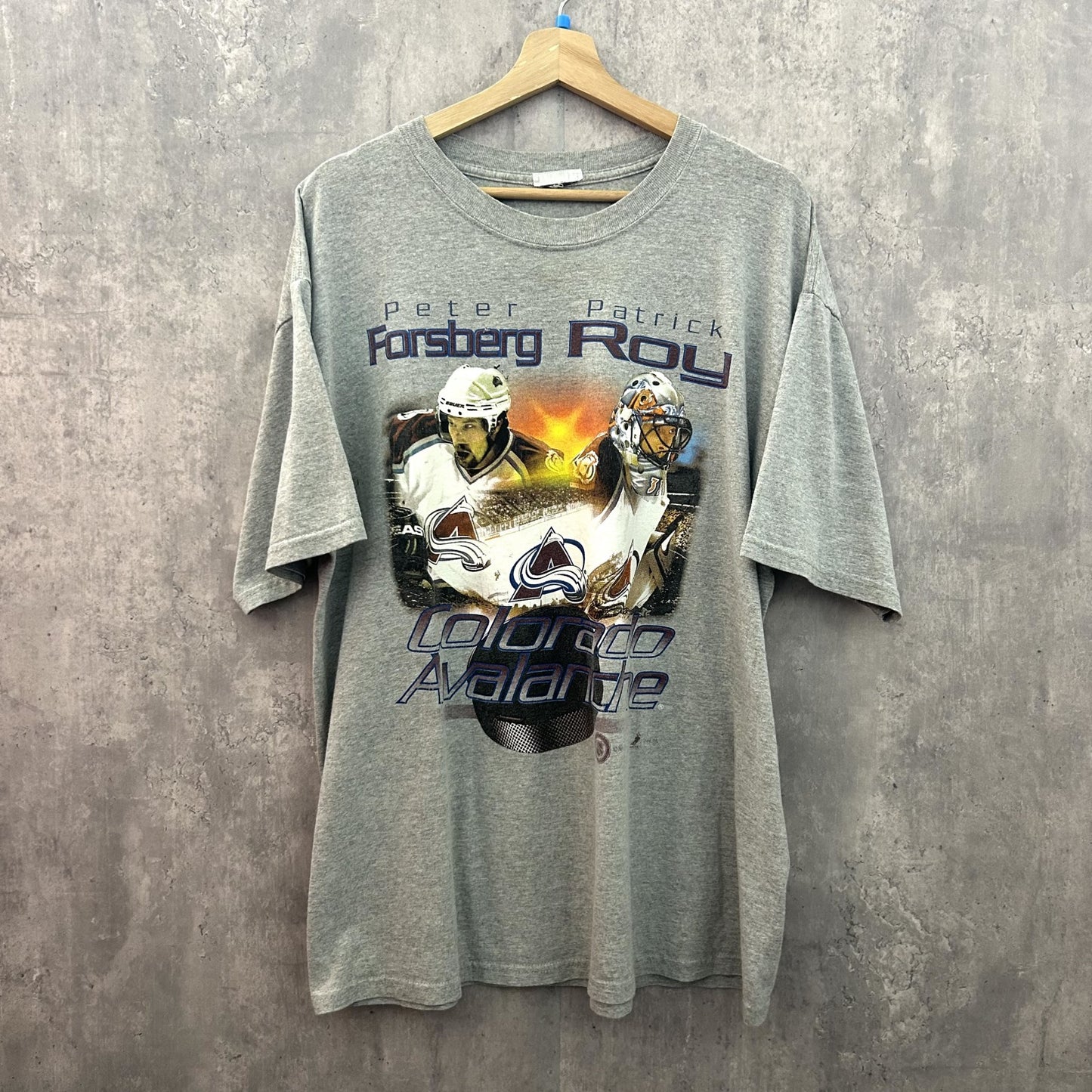 90s vintage 古着　ビンテージ　ホッケーTシャツ　グレー　ストリート　コロラドアバランチ　オーバーサイズ