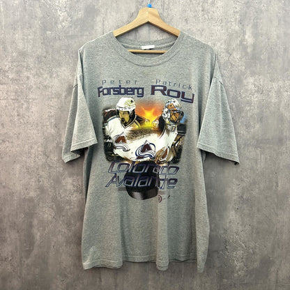 90s vintage 古着　ビンテージ　ホッケーTシャツ　グレー　ストリート　コロラドアバランチ　オーバーサイズ