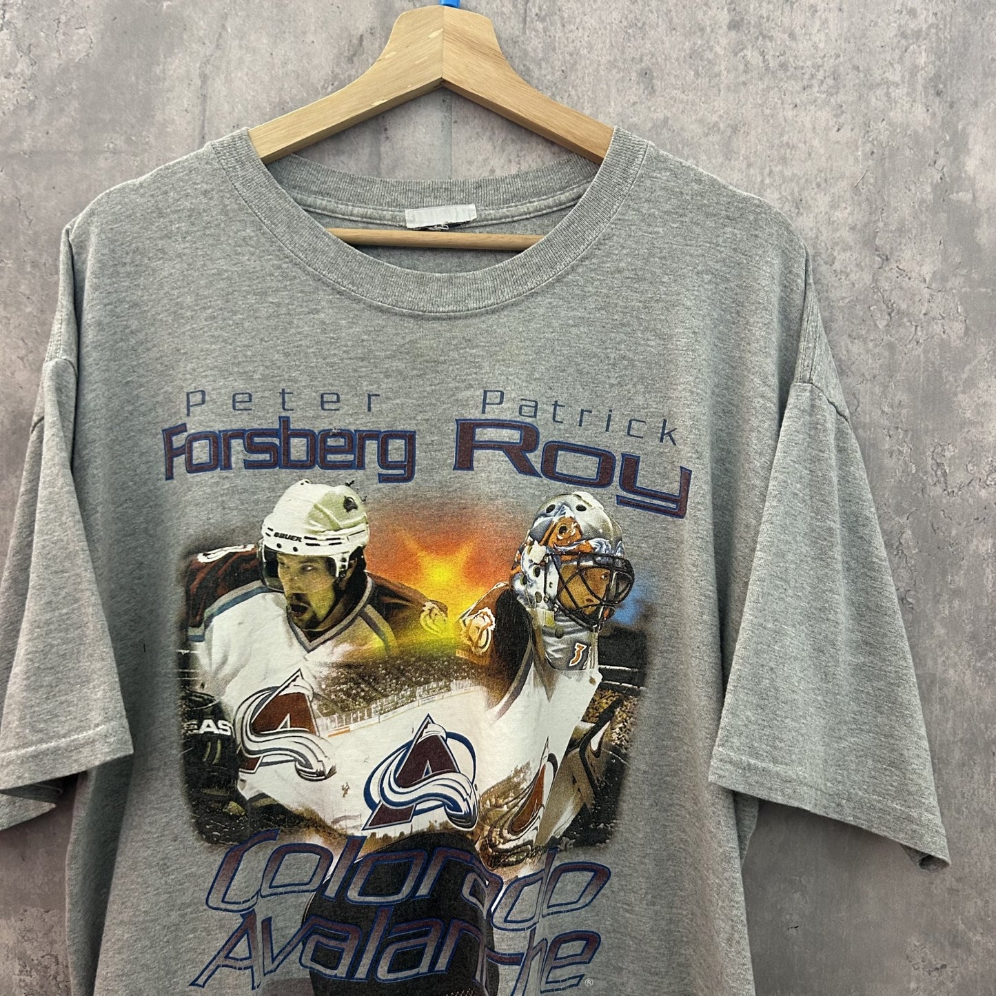90s vintage 古着　ビンテージ　ホッケーTシャツ　グレー　ストリート　コロラドアバランチ　オーバーサイズ