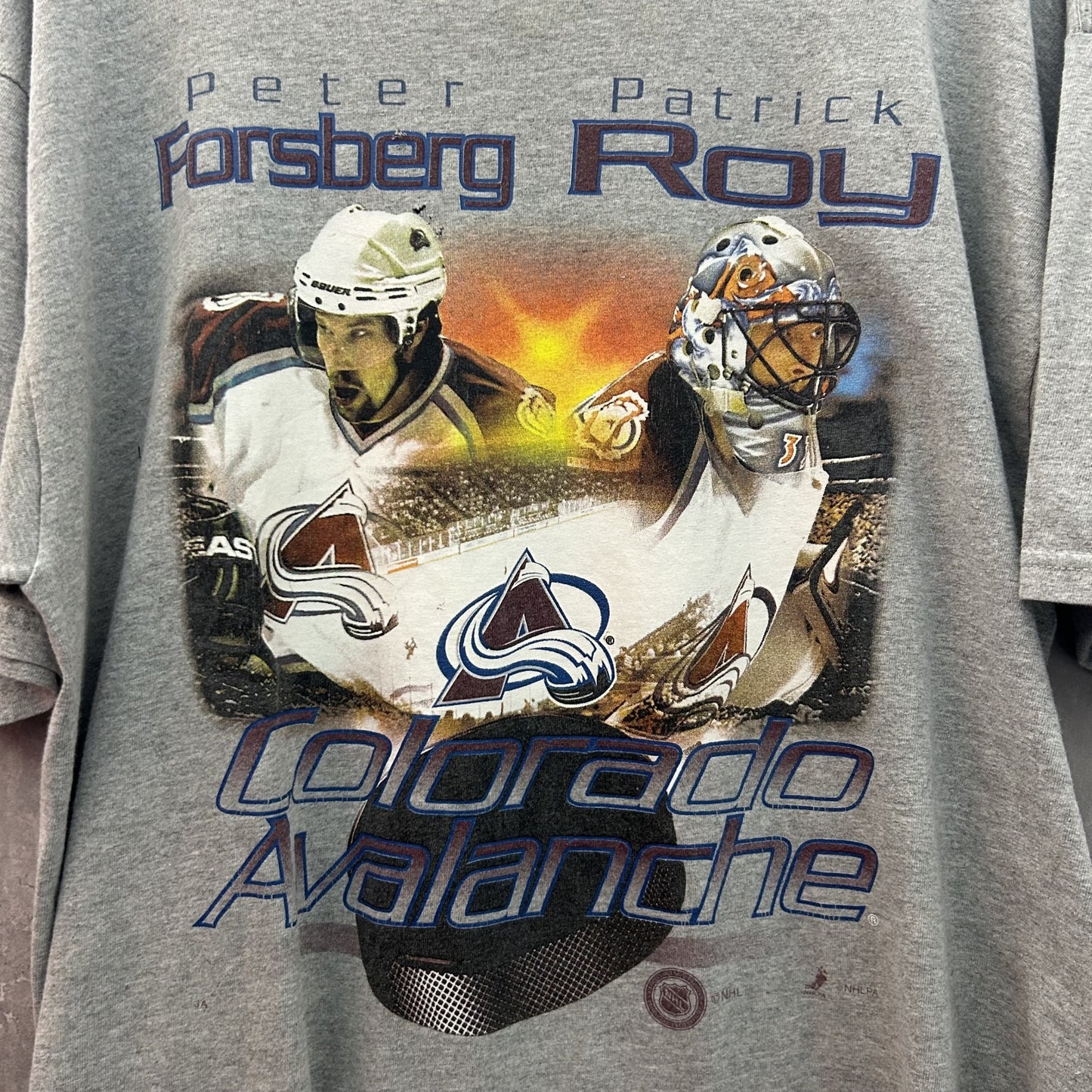 90s vintage 古着　ビンテージ　ホッケーTシャツ　グレー　ストリート　コロラドアバランチ　オーバーサイズ