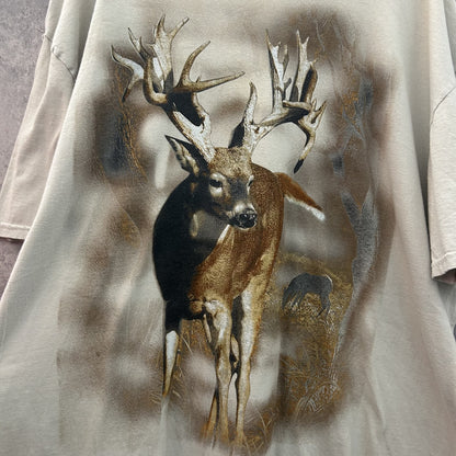 90s vintage 古着　ビンテージ　アニマルTシャツ　オーバーサイズ　鹿　動物　ベージュ　ストリート