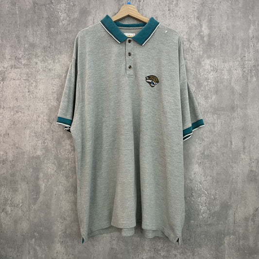 90s vintage 古着　ビンテージ　NFL ポロシャツ　ストリート　カジュアル　胸元刺繍　グレー