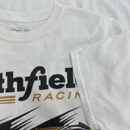 00s vintage 古着　ビンテージ　Tシャツ　モーター　レーシング　ホワイト　ストリート　両面ロゴ