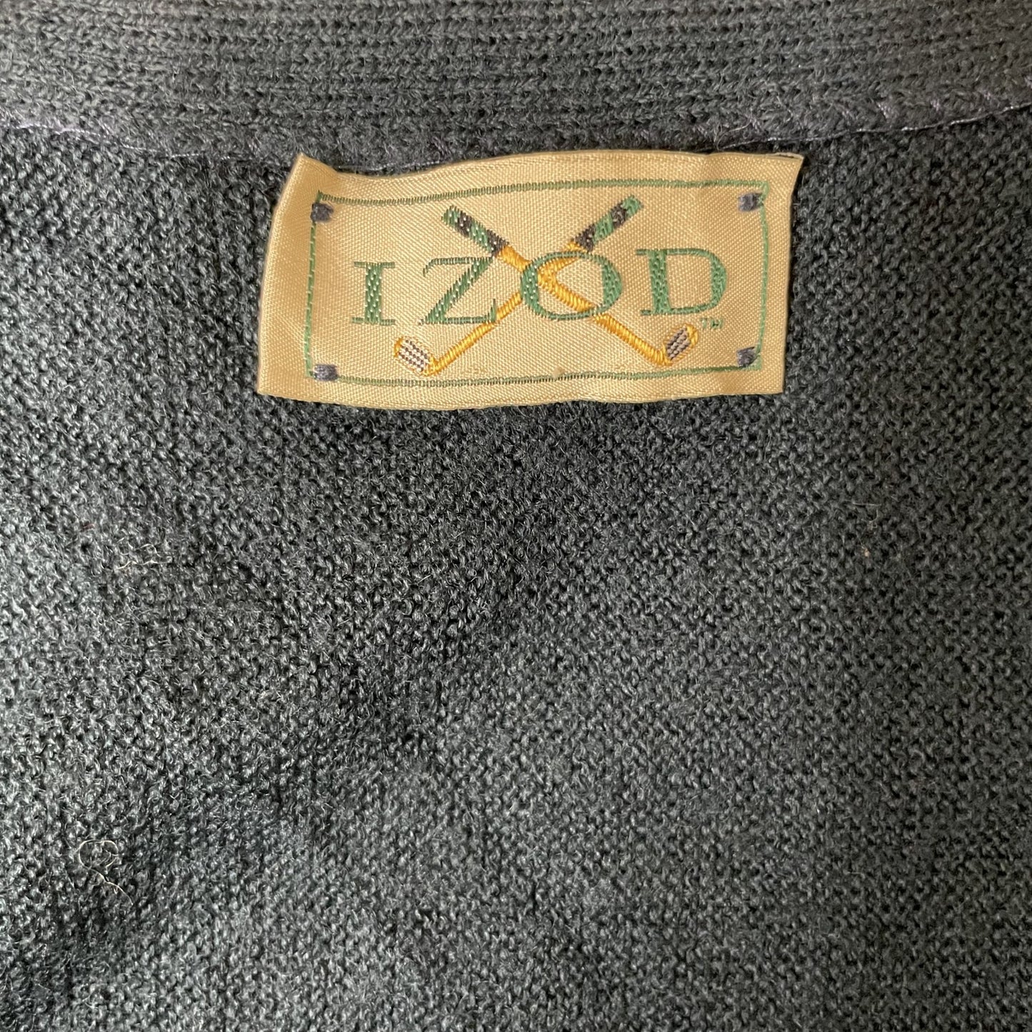 90s vintage 古着　ビンテージ　IZOD アイゾッド　アクリル　カーディガン　カジュアル　胸刺繍ロゴ