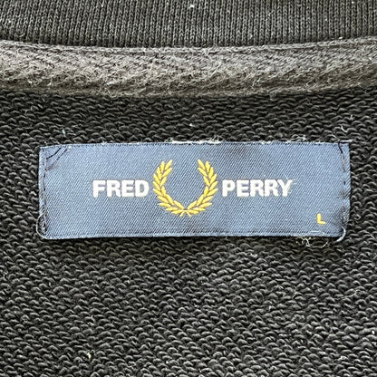 00s FRED PERRY フレッドペリー ハーフジップスウェット 胸ロゴ 刺繍 ブラック L