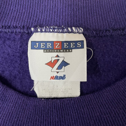 90s vintage 古着　JERZEES ビンテージ　ジャージーズ　プリントスウェット　トレーナー　パープル　紫