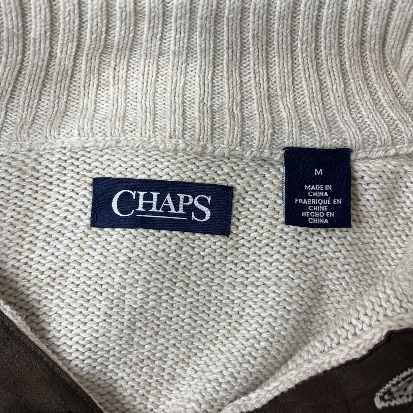 00s CHAPS チャップス　ハーフ　ボタンニット　ホワイト　エルボー　パッチ　古着　vintage ビンテージ