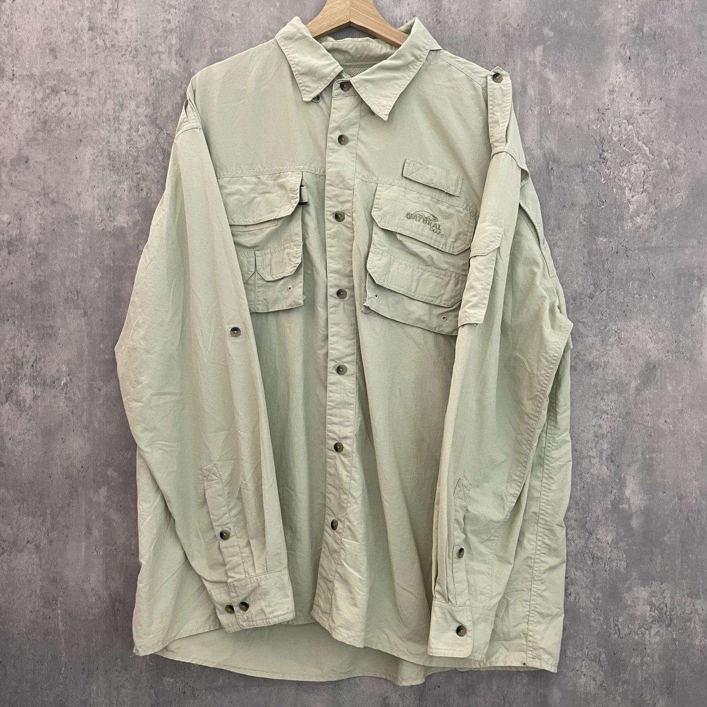 00s vintage 古着　ビンテージ　NATURAL ロングスリーブ　フィッシングシャツ　アウトドア　