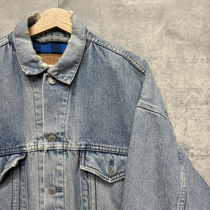 90s vintage 古着　ビンテージ　トラッカー　デニムジャケット　Euro製　裏地　ネル　Levi's