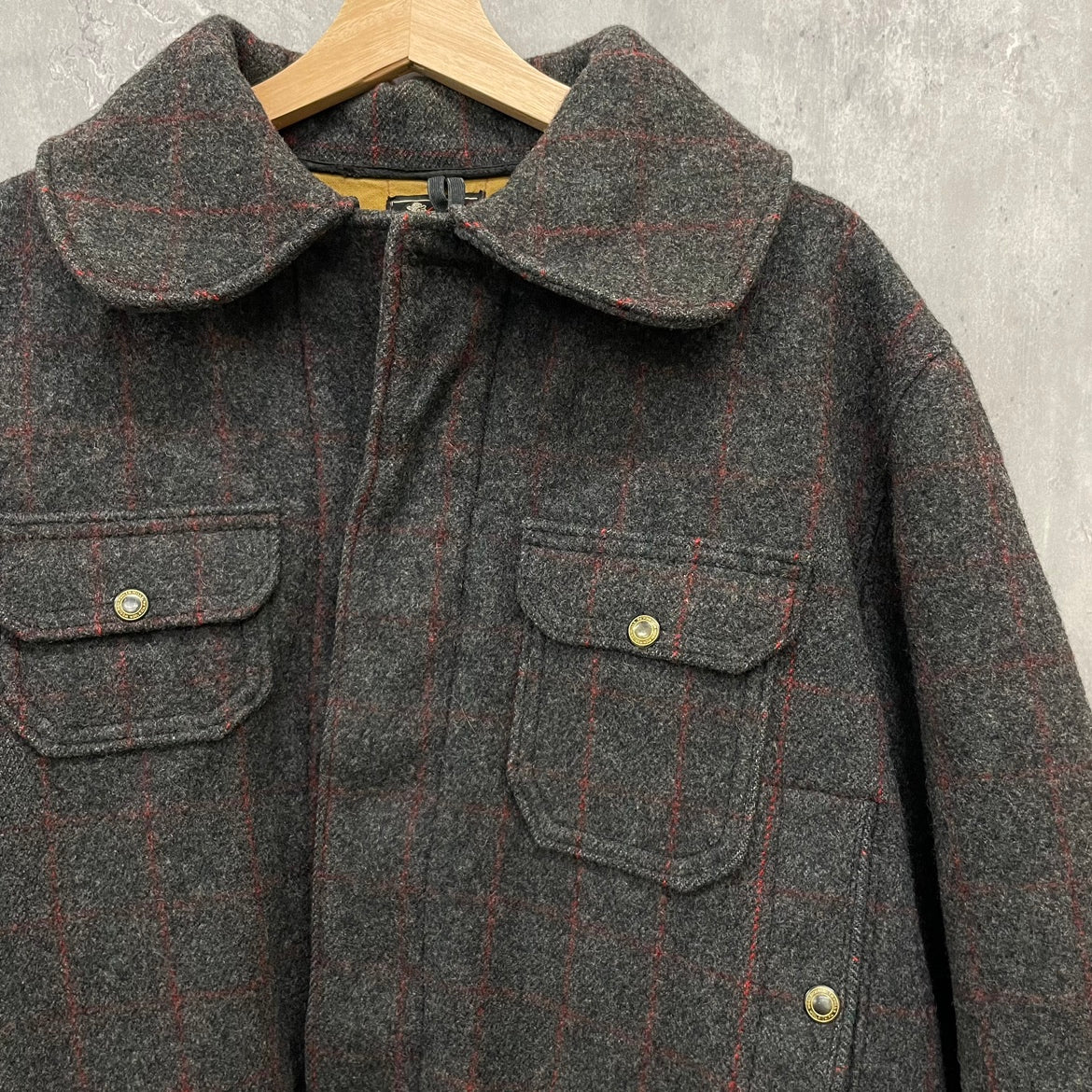 50s USA製 WOOLRICH マッキーノ クルーザー ハンティングジャケット ウールリッチ 黒タグ バッファローチェック ヘビーアウター 黒 46