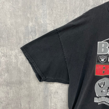 NFL BATTLE OF THE BAY RAIDERS vs 49ERS Tシャツ 半袖 ストリート ヒップホップ HIPHOP 両面プリント 古着 ビンテージ ビッグサイズ 黒