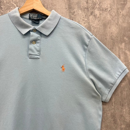 Polo by Ralph Lauren ポロラルフローレン ポロシャツ 半袖シャツ 無地 古着 ビンテージ L 水色