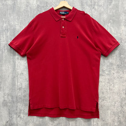 Polo by Ralph Lauren ポロラルフローレン ポロシャツ 半袖シャツ 無地 古着 ビンテージ XL レッド