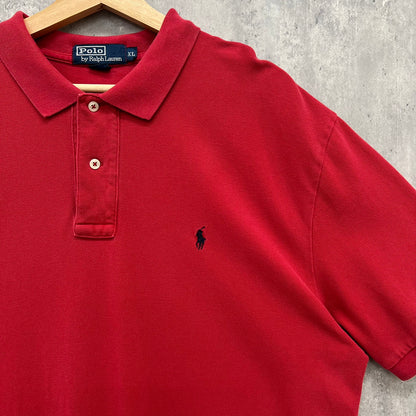 Polo by Ralph Lauren ポロラルフローレン ポロシャツ 半袖シャツ 無地 古着 ビンテージ XL レッド