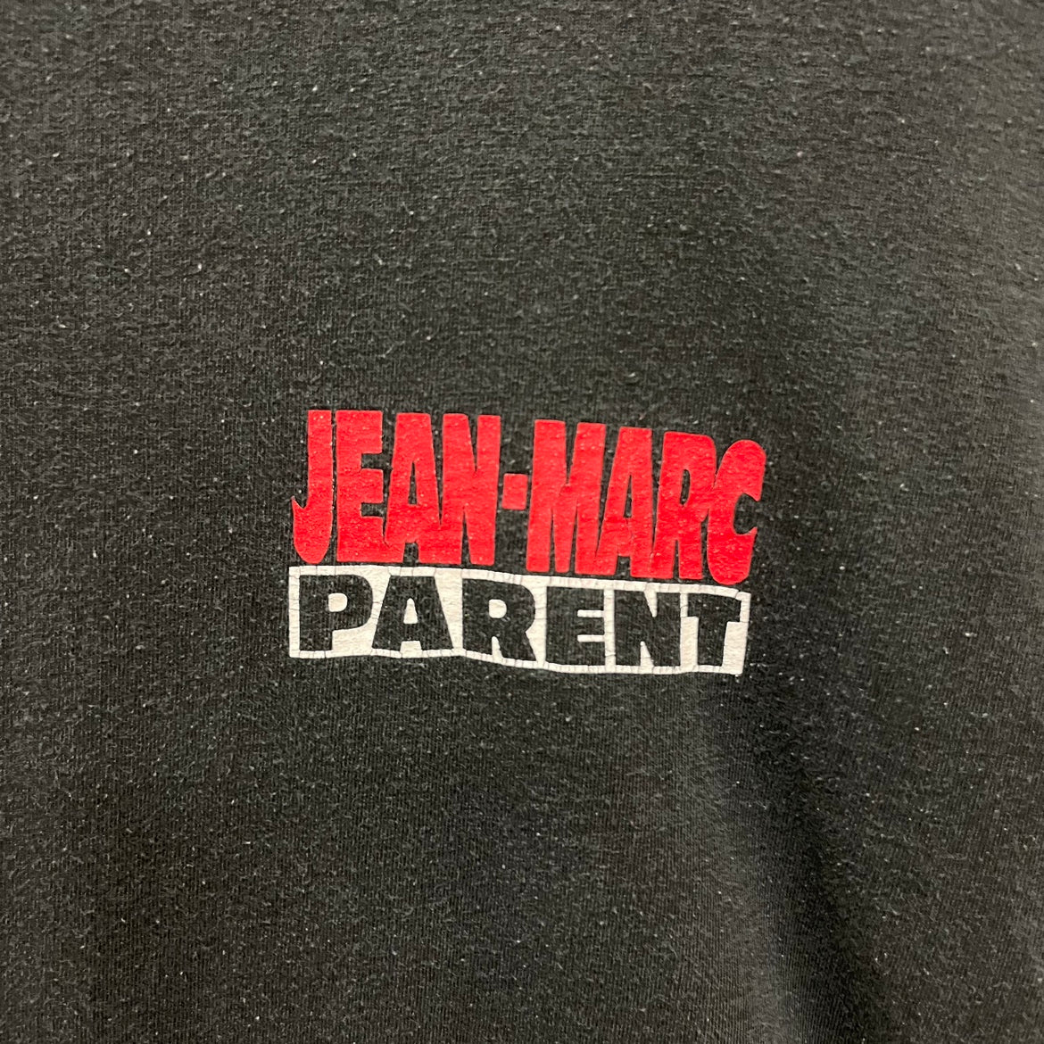 90s JEAN-MARC PARENT ジーンマーク ペアレント Tシャツ 半袖 シングルステッチ 両面プリント 俳優 古着 ビンテージ ブラック 黒 XL