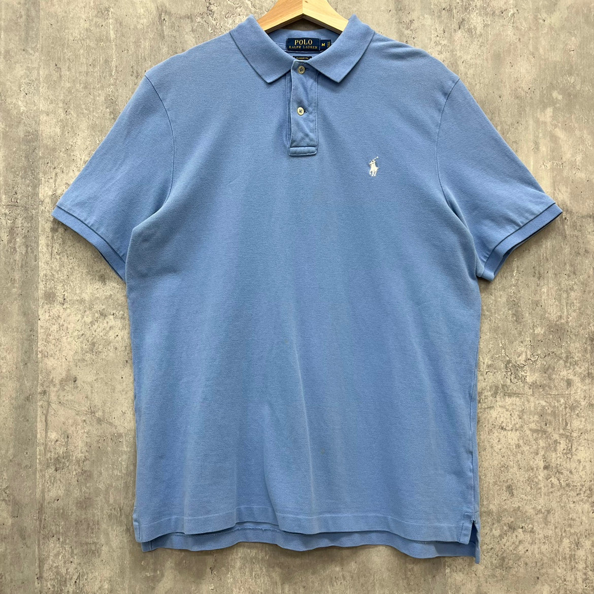 Polo by Ralph Lauren ポロ ラルフローレン 無地 ポロシャツ 半袖シャツ 古着 ビンテージ M ブルー