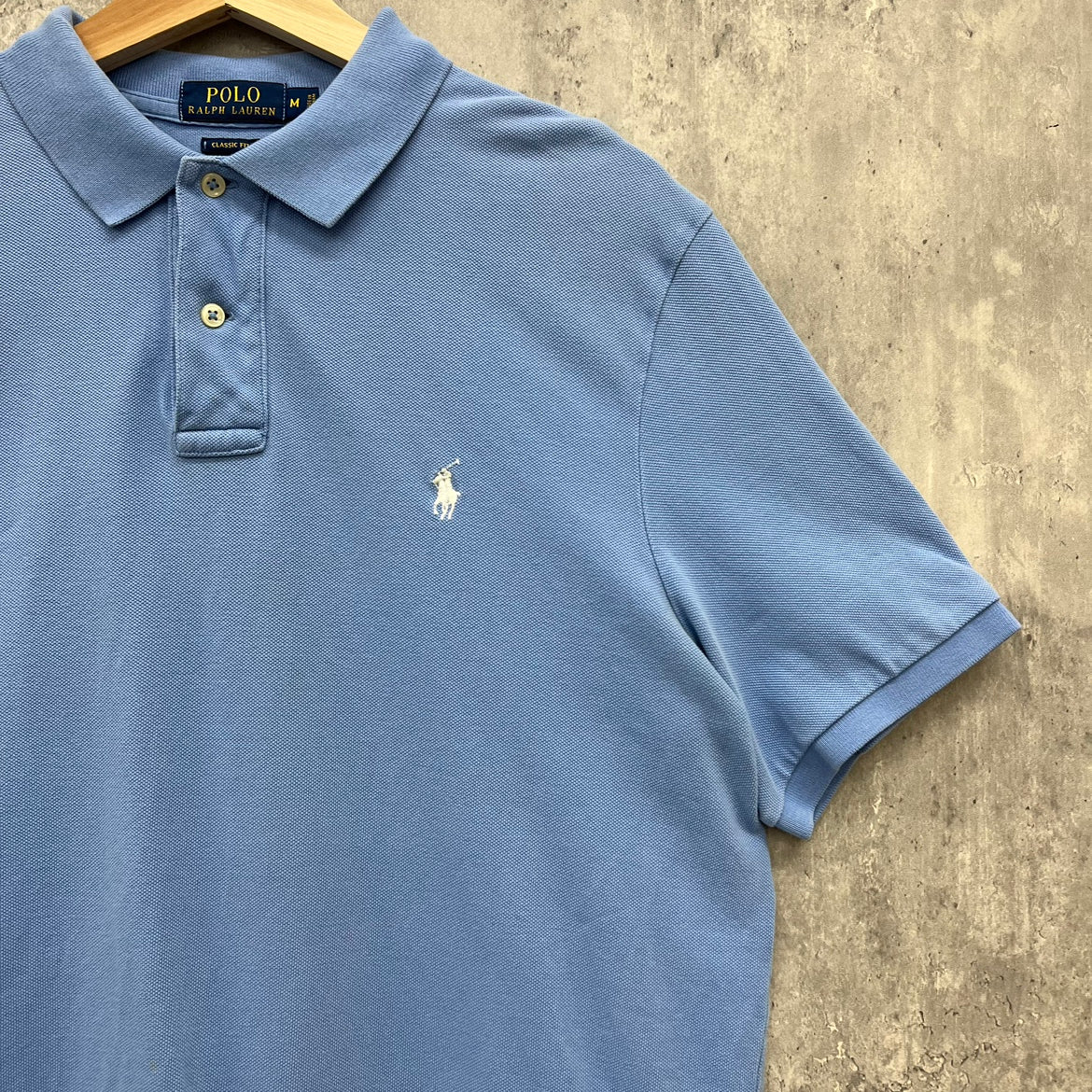 Polo by Ralph Lauren ポロ ラルフローレン 無地 ポロシャツ 半袖シャツ 古着 ビンテージ M ブルー