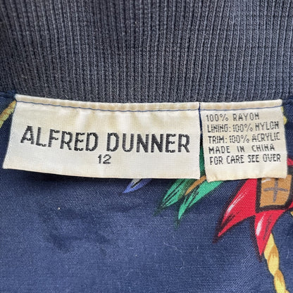 90s vintage 古着　ビンテージ　ALERED DUNNER アルフレッドダナー　レーヨン　ナイロン　ブルゾンジャケット　総柄　薄手