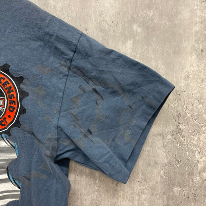 95s USA製 HARLEY-DAVIDSON ハーレーダビッドソン バイク ビッグプリント アメリカン 半袖 Tシャツ 古着 ビンテージ ネイビー M