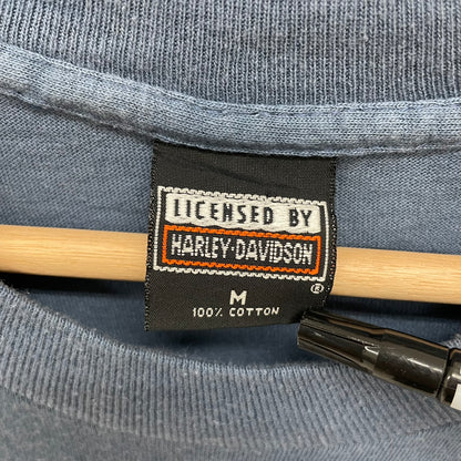 95s USA製 HARLEY-DAVIDSON ハーレーダビッドソン バイク ビッグプリント アメリカン 半袖 Tシャツ 古着 ビンテージ ネイビー M