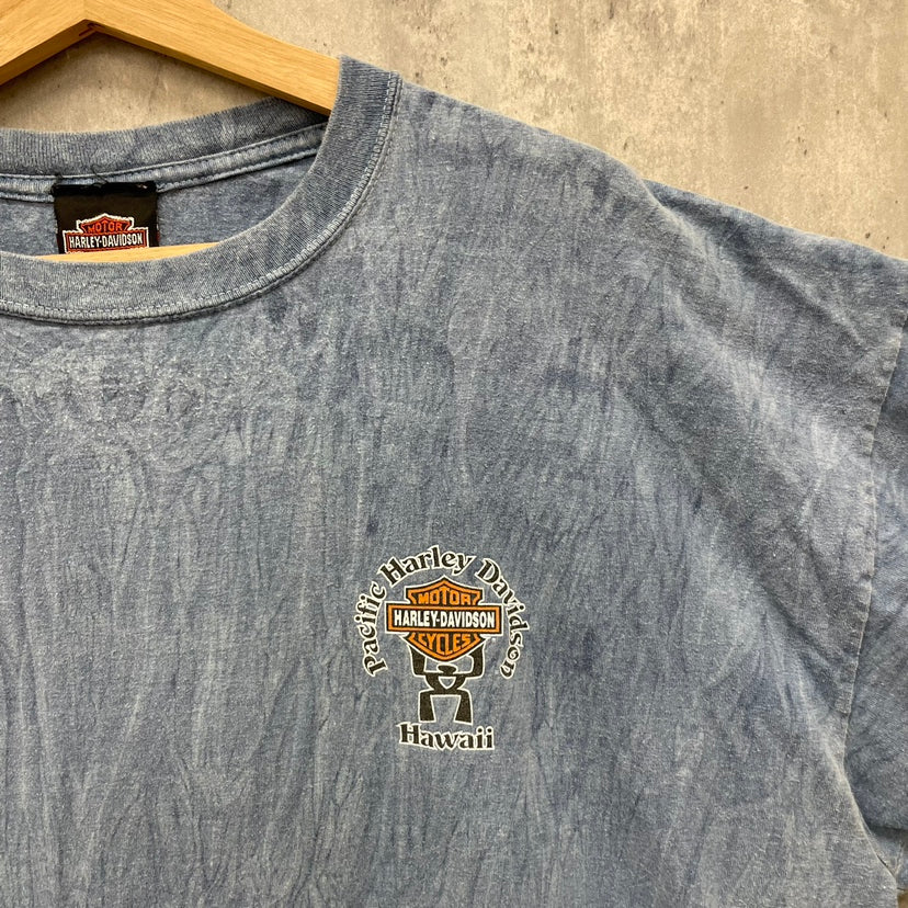 90s USA製 HARLEY-DAVIDSON ハーレーダビッドソン ハワイ Hawaii 半袖 Tシャツ 古着 ビンテージ ブルー XL