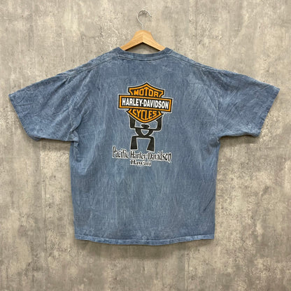 90s USA製 HARLEY-DAVIDSON ハーレーダビッドソン ハワイ Hawaii 半袖 Tシャツ 古着 ビンテージ ブルー XL