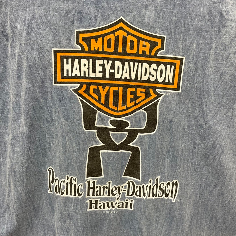 90s USA製 HARLEY-DAVIDSON ハーレーダビッドソン ハワイ Hawaii 半袖 Tシャツ 古着 ビンテージ ブルー XL